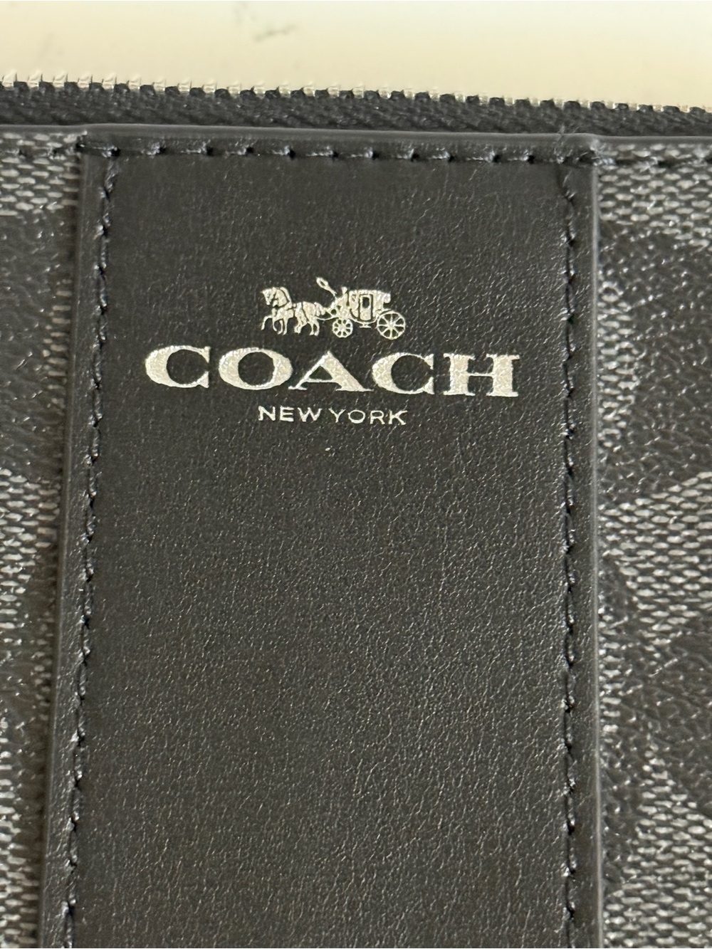 Coach Black Signature Wristlet with Leather Strap in Graphite and Black - Picture 4 of 5